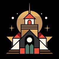 A church with a tower and stars on it vector
