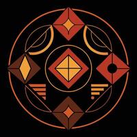 A circular design with geometric shapes and colors vector