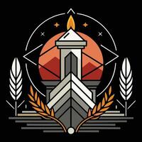 A logo for a brewery with a tower and wheat vector
