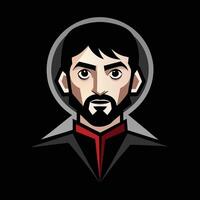 A cartoon image of a man with a beard vector