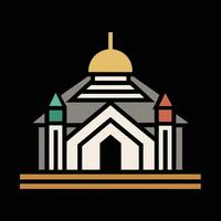 A mosque with a dome and a gold dome vector