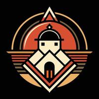 A logo for a church in the style of a building vector