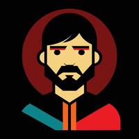 A man with a beard and a red and black shirt vector