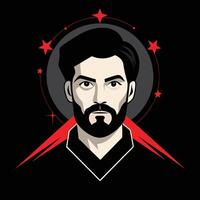 A man with a beard and stars on his face vector