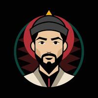 A man with a beard and turban in a round circle vector