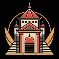 A castle with a tower and a door vector