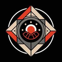 A red and black geometric design on a black background vector
