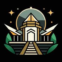 A building with a pyramid and stars on it vector