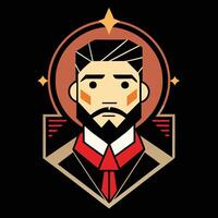 A man with a beard and tie on a black background vector
