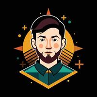 A man with a beard and a star on his face vector