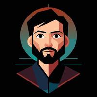 A man with a beard and a beard in a black and blue background vector