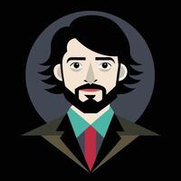 A man with a beard and a tie vector