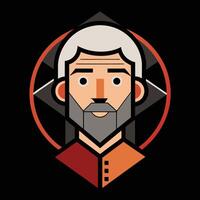 A cartoon man with a beard and a red shirt vector