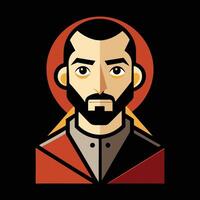 A cartoon image of a man with a beard vector