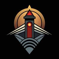The lighthouse logo is shown in a black background vector