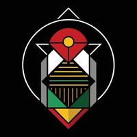 A geometric design with a red, green and yellow color scheme vector