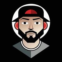 A man with a beard and hat on a black background vector