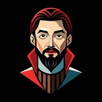 A man with a beard and red scarf vector