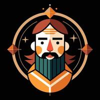 A man with a beard and a long beard in a circle vector