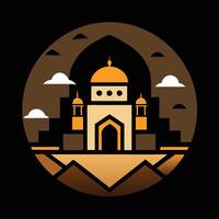 The logo for a mosque in the desert vector