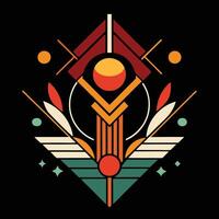 A colorful geometric design on a black background vector