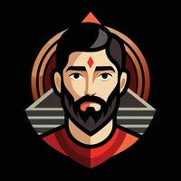 A man with a beard and a triangle in his head vector