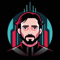 A man with a beard and a red and black jacket vector