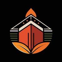 A logo for a house with a fire inside vector