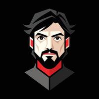 A man with a beard and a red scarf vector