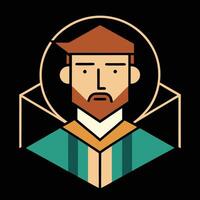 A man with a beard and a hat vector