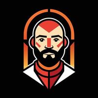 A man with a beard and a red and orange beard vector