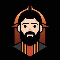 A man with a beard and a red and orange beard vector