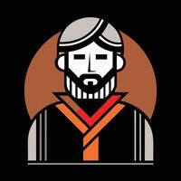 A man with a beard and a hat vector