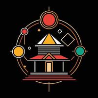 A building with a circular design on it vector