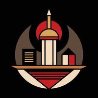 A logo for a city with a tower in the middle vector