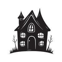 A black and white illustration of a house with a window vector
