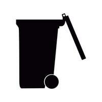 A black and white silhouette of a trash can vector