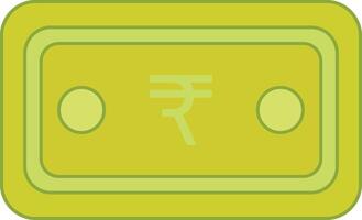 A green and yellow box with a rupee sign on it vector