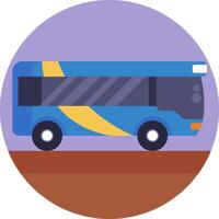 A blue bus is driving on a road vector