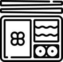 A black and white image of a box with chopsticks vector