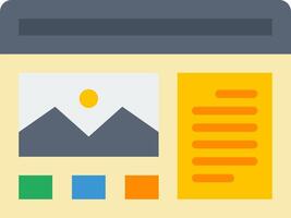 A flat icon of a website with a mountain in the background vector