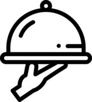 A black and white image of a tray with a hand holding it vector
