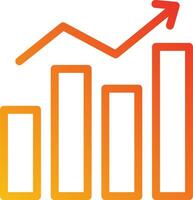 A graph with an upward arrow going up vector