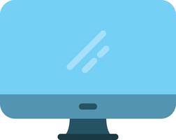 A computer monitor with a blue background vector