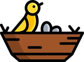 A bird in a nest with eggs vector