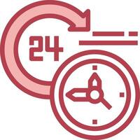 A clock and a red arrow pointing to the 24 hour clock vector