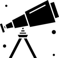 A black and white illustration of a telescope vector