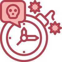 A red and white clock with a skull and speech bubble vector