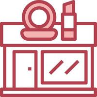 A red and white icon of a store vector