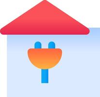 A red and blue house with a plug on top vector